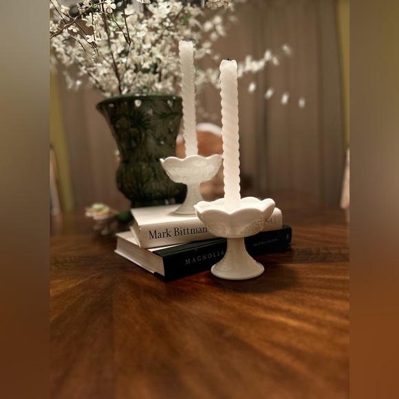 MILK GLASS Candle Stick holders - Picture 6 of 9